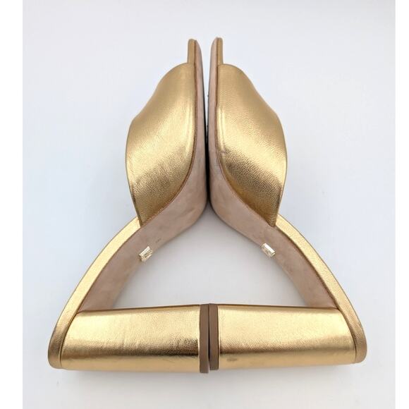 Badgley Mischka Cadence Women's Heeled Slide Sandal Leather Gold Size US9 EU40 - Picture 5 of 11